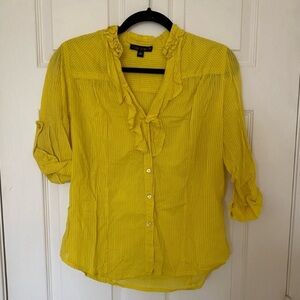 Yellow Ruffle-Front Women's Blouse